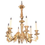 Charles X style gilded bronze six light chandelier