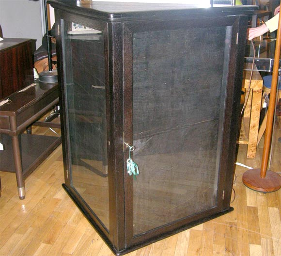 Dark Oak Triangular Display Cabinet