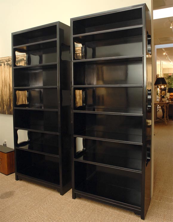 Incredible Mid-Century Chinese Black Lacquer Bookcases