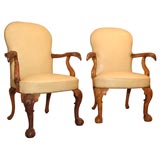 Pair of 18thc Style Carved Arm Chairs