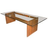 Gerald McCabe Custom Designed 9' Glass Top Sedua Dining Table