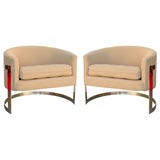 pair of chrome chairs by Milo Baughman