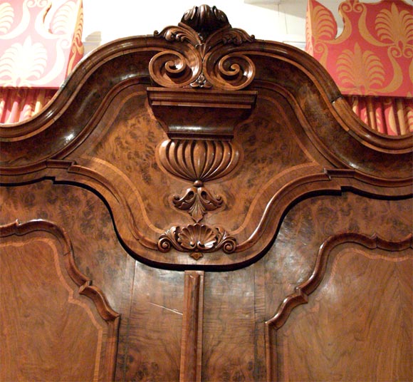18th Century and Earlier Dutch Burl Walnut and Inlaid Kast or Linen Press For Sale
