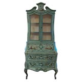 Venetian Painted Bombe Secretary Bookcase