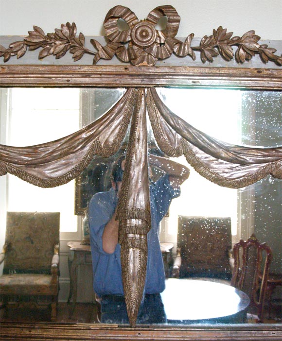 Italian Paint and Parcel Silver Gilt Venetian Mirror