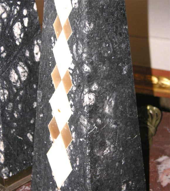 Pair of Marble Obelisk Lamps For Sale 1