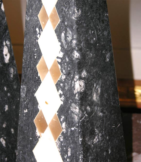 Pair of Marble Obelisk Lamps For Sale 3