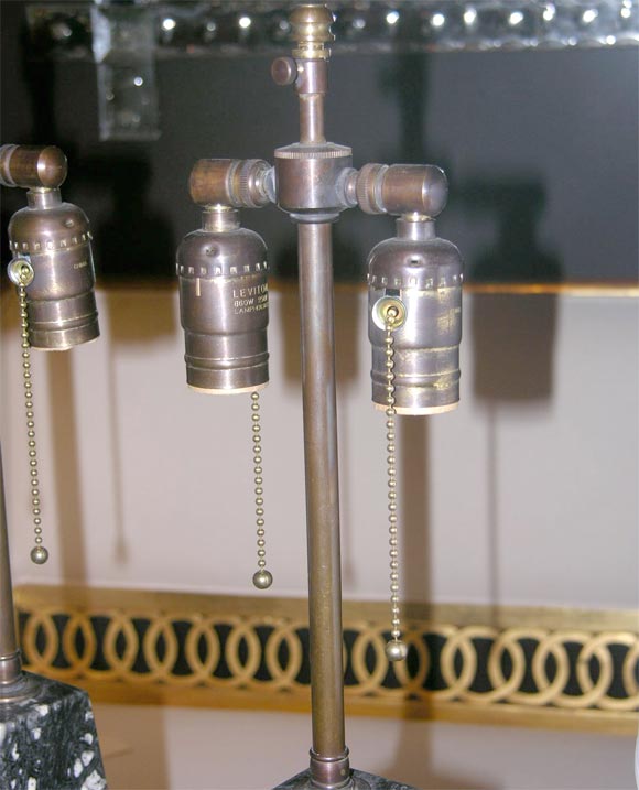 Pair of Marble Obelisk Lamps For Sale 4