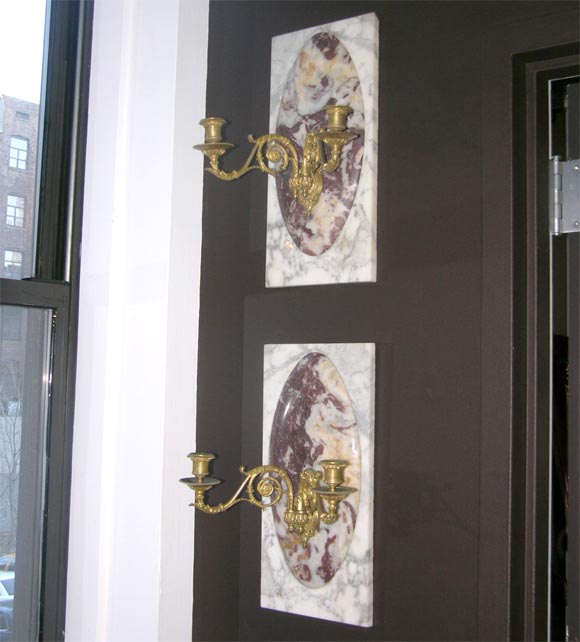 Pair of Swedish Marble Sconces
