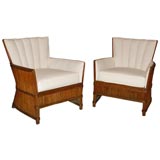 Pair of Split Reed Lounge Chairs