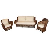 Split Reed Settee and 2 Lounge Chairs