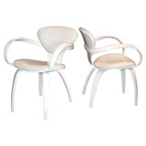 Pair of Retro White Lacquered Cherner Chairs