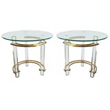 Pair of Lucite 
Brass Tables