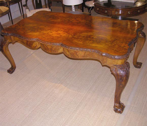 Large-Scale Continental Baroque Style Walnut Library Table