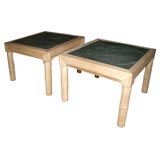 Pair of Bleached Mahogany and Slate Low Tables