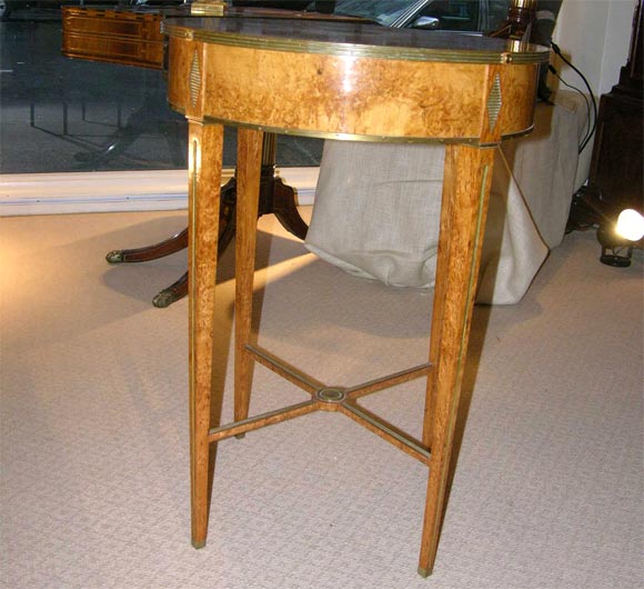 PAIR Russian Birch Tables with Brass Details. 19th Century