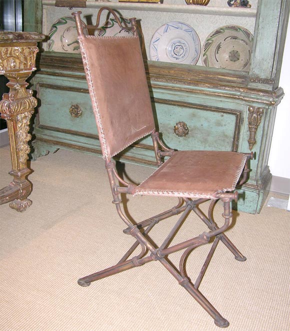 Set of four French wrought iron chairs 1