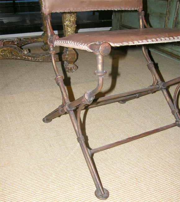Set of four French wrought iron chairs 2