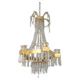 Rock Crystal and Gilt Tole Chandelier