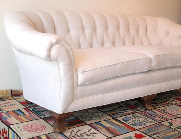1880'S 1890 SOFA IN 19THC HOMESPUN LINEN