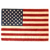 MOUNTED HAND KNOTTED FLAG RUG WITH FRINGE