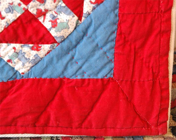 American 1930s Red, White and Blue Doll Quilt For Sale