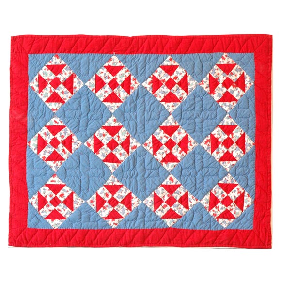 1930s Red, White and Blue Doll Quilt