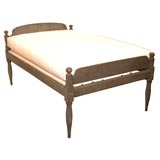 Antique 19THC ORIGINAL GREYPAINTED BED WITH CUSTOM MADE MATTRESS
