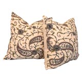 Vintage 1930'S CREWEL WORK PILLOWS WITH LINEN BACKING