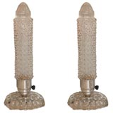Antique Pair of Crystal Boudoir Lamps