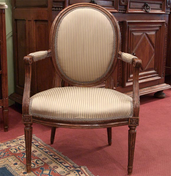 Louis XVI Period Signed Beechwood Fauteuil