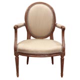 Louis XVI Period Signed Beechwood Fauteuil