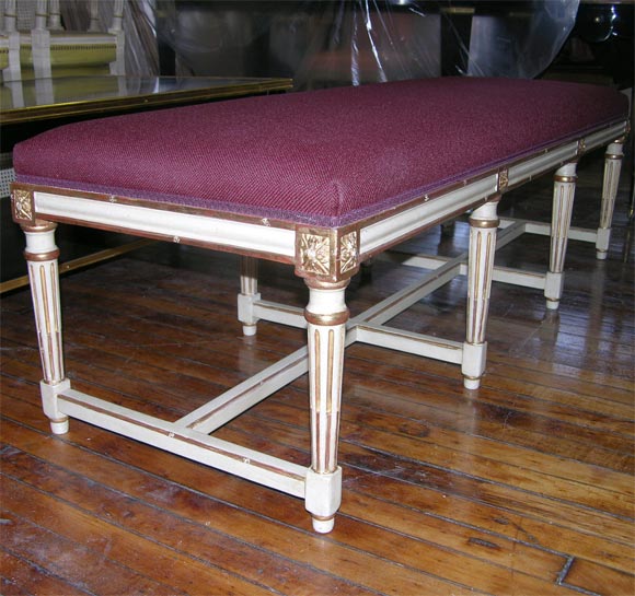 20th Century Louis XVI Style Gilt and Painted Banquette by Jansen For Sale