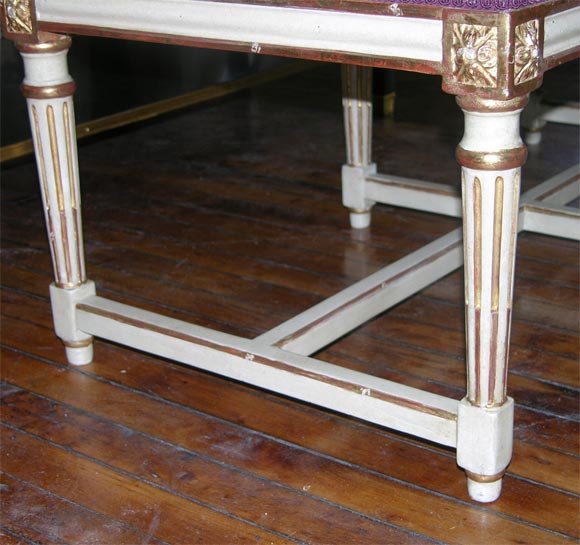 Wood Louis XVI Style Gilt and Painted Banquette by Jansen For Sale