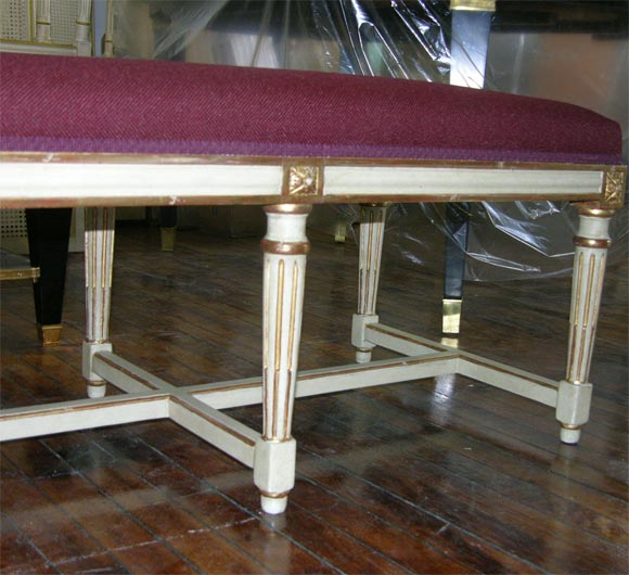 Louis XVI Style Gilt and Painted Banquette by Jansen For Sale 2