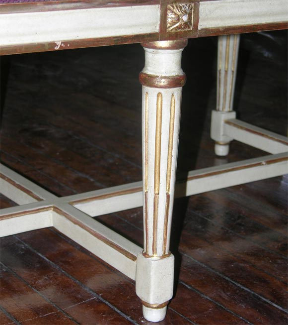 Louis XVI Style Gilt and Painted Banquette by Jansen For Sale 3