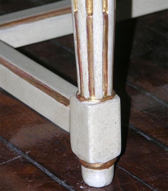 Louis XVI Style Gilt and Painted Banquette by Jansen For Sale 5