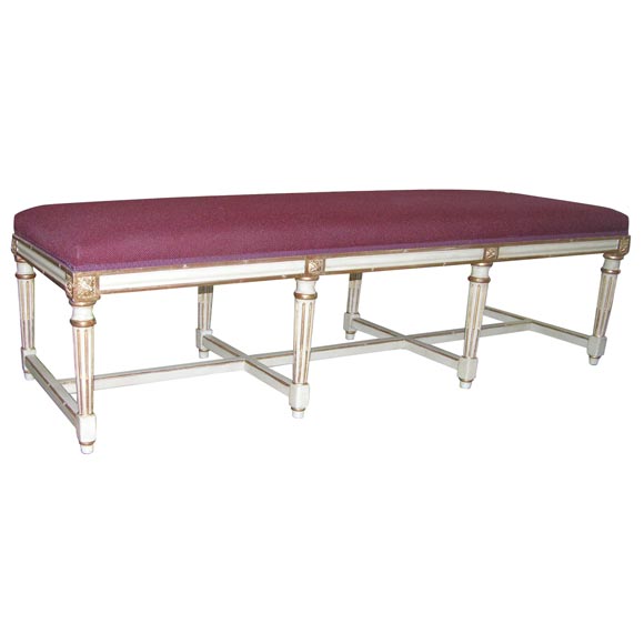 Louis XVI Style Gilt and Painted Banquette by Jansen For Sale