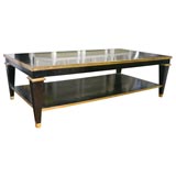 Ebonized and Gilt Large Metal Mounted Coffee Table by Jansen