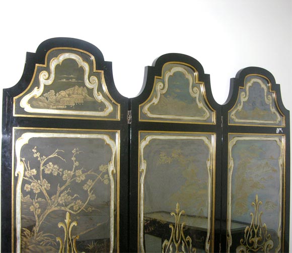 Mirrored three-panel screen made by Jansen In Excellent Condition For Sale In New York, NY