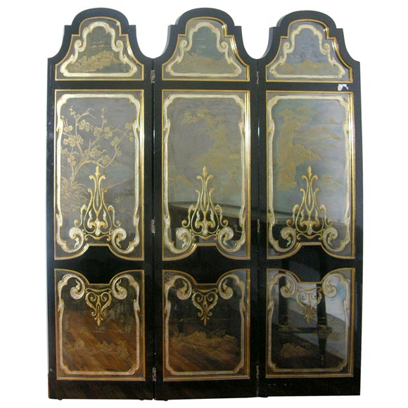 Mirrored three-panel screen made by Jansen For Sale