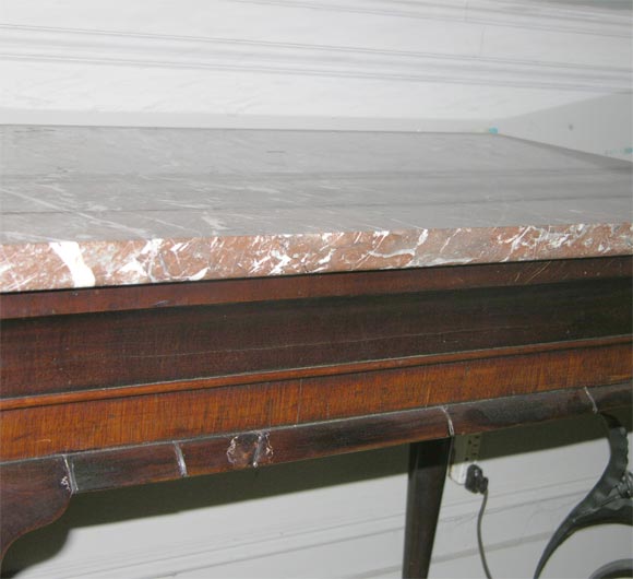 Walnut Queen Anne Marble Top Table