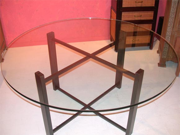 American Glass and Metal Dining Table For Sale