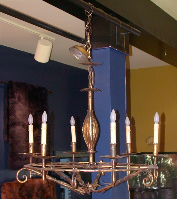 Mid-20th Century Gilt  Chandelier For Sale