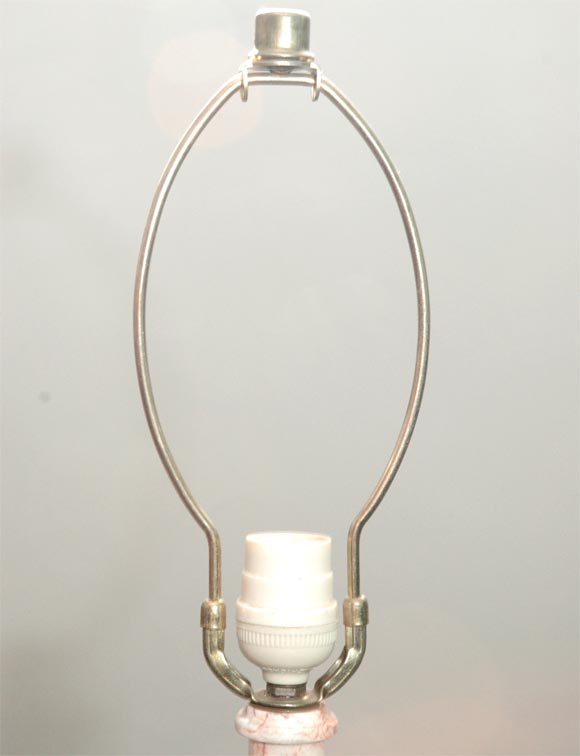 20th Century Pair of pink marble table lamps