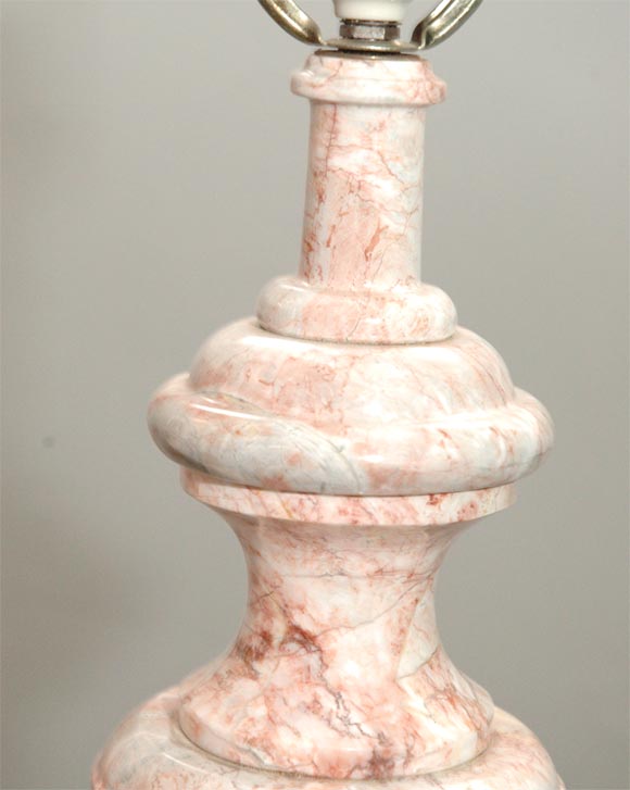 Pair of pink marble table lamps 2
