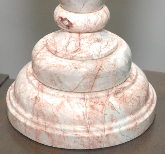 Pair of pink marble table lamps 3