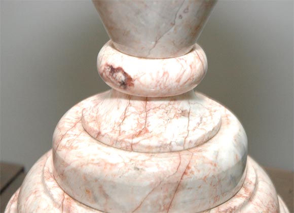 Pair of pink marble table lamps 4
