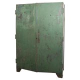 Vintage Impressive French Industrial Painted Metal Workshop Armoire