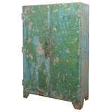 Large French industrial painted metal armoire